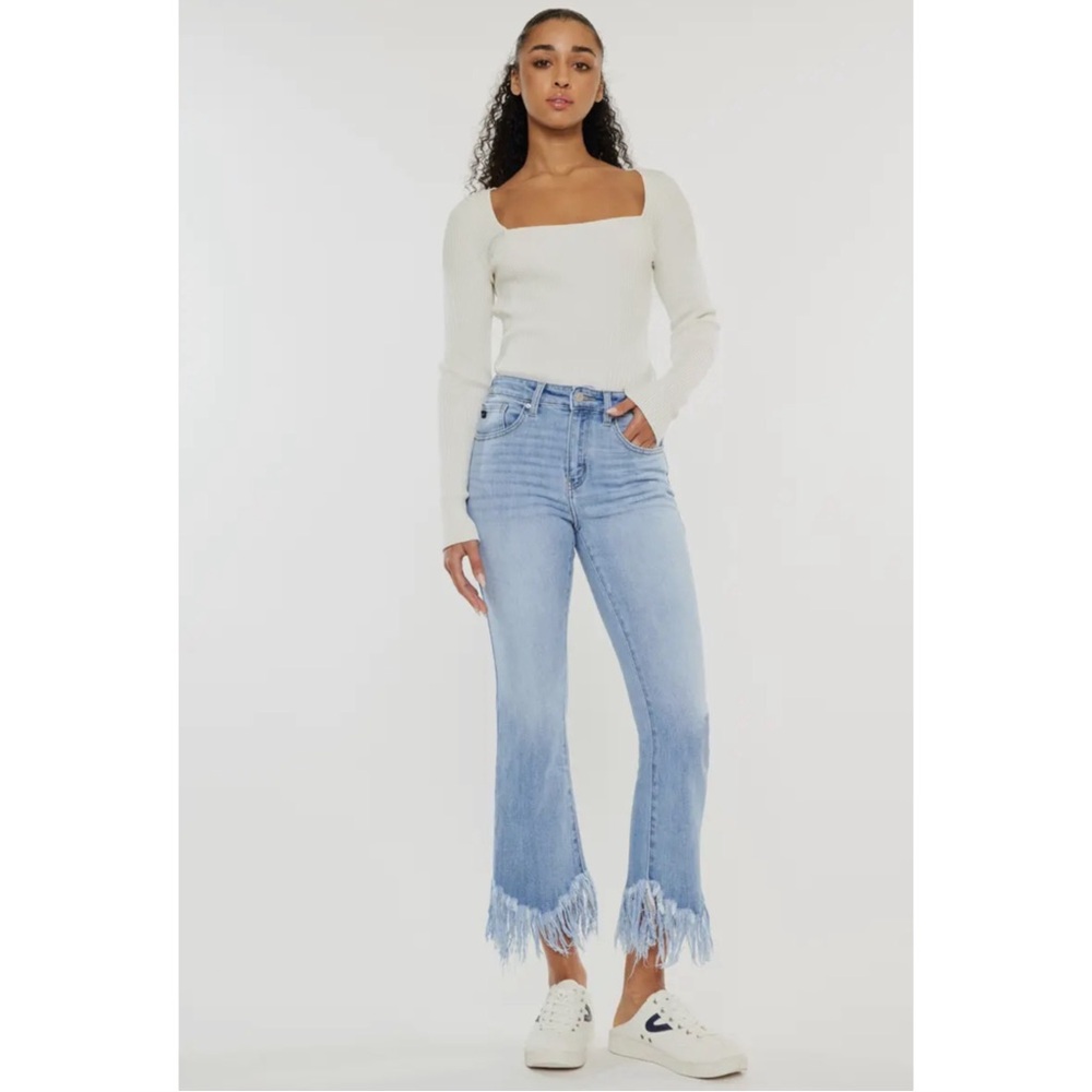 Kancan High Rise Crop Bootcut Denim Jeans